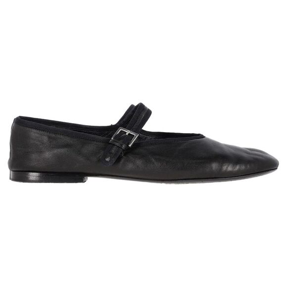 Pre Loved The Row Vintage Leather Mary Jane Flats Buckle Closure Women black - Picture 7 of 8